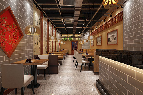 灯塔传统中式餐厅餐馆装修设计效果图