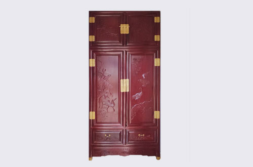 灯塔高端中式家居装修深红色纯实木衣柜
