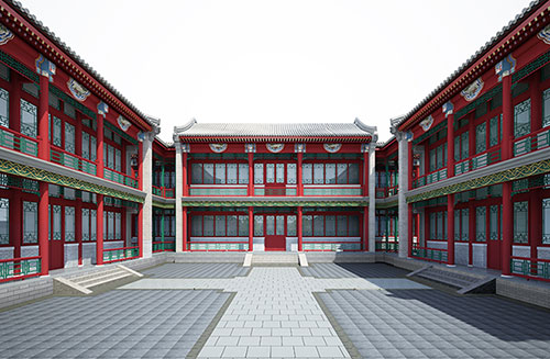 灯塔北京四合院设计古建筑鸟瞰图展示