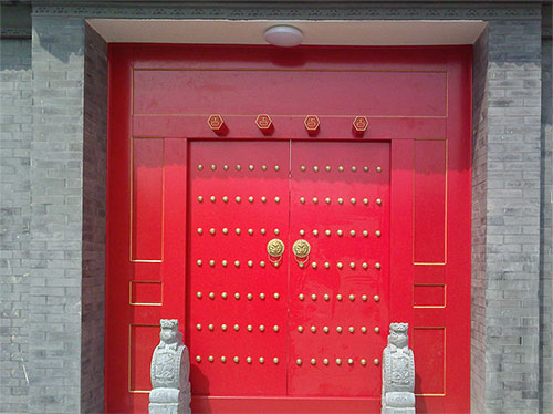 灯塔中国传统四合院系列朱红色中式木制大门木作